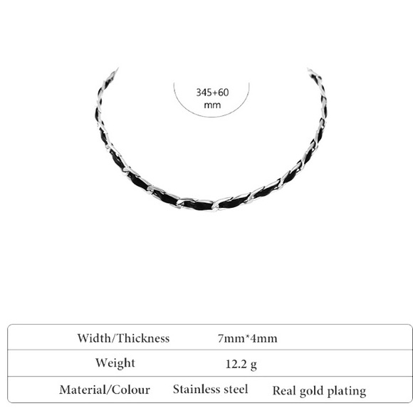 🤍18K white gold plated leather choker - Picture 3 of 5